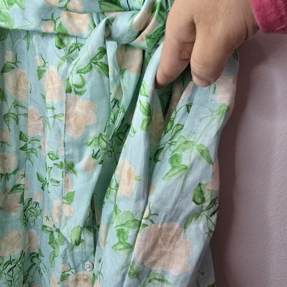 Hill House Blue Roses Linen Laura Floral Dress w Collar Pockets &Button… - Picture 7 of 7